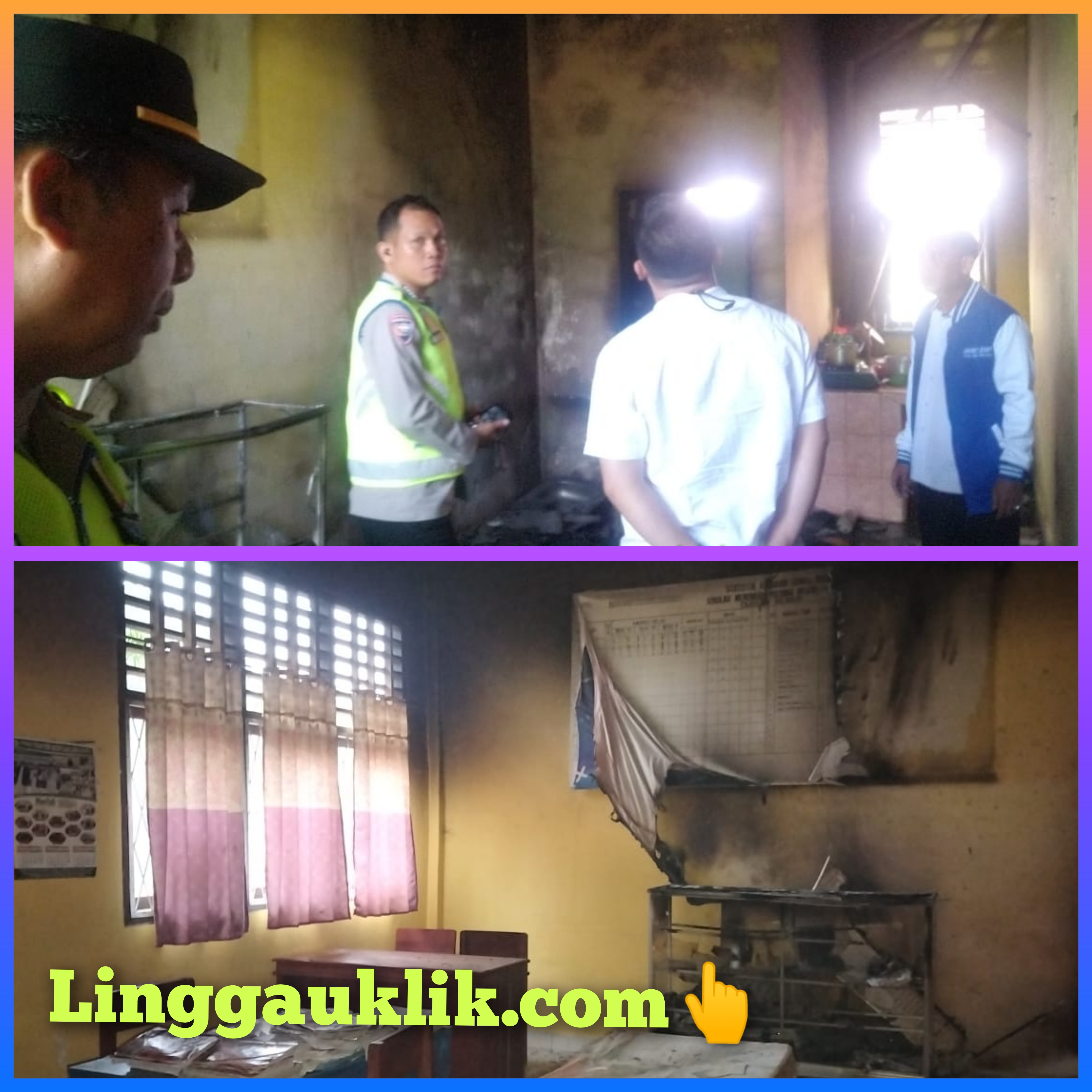 Kantor SMP Negeri Durian Remuk Terbakar, Polres Musi Rawas Datangi TKP Lakukan Penyelidikan