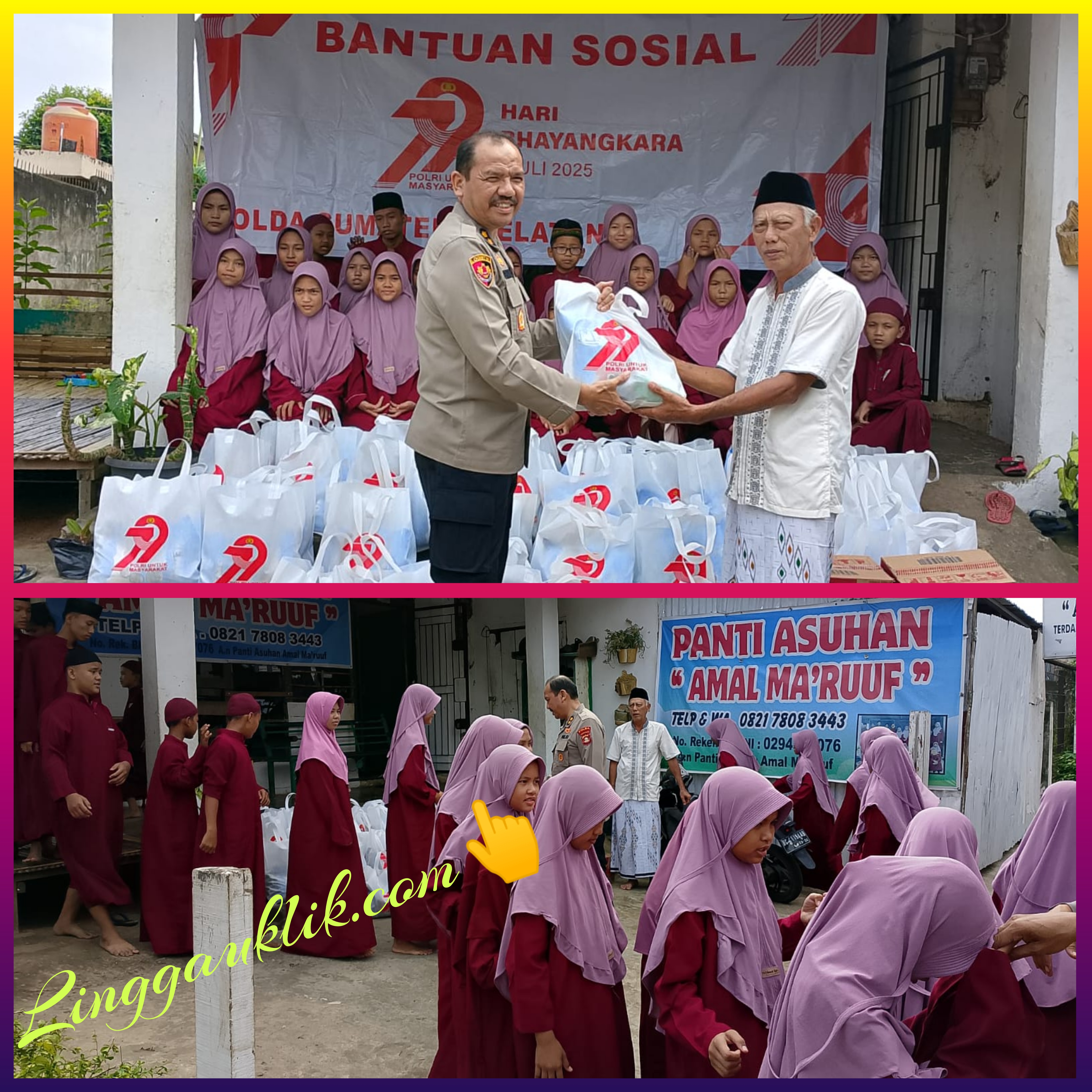 Berbagi Sesama, Biro Logistik Polda Sumsel Salurkan Bansos ke Lima Panti Asuhan di Hari Bhayangkara ke-79