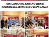 Sabu dan Ganja Hasil Pengungkapan Kasus Dimusnahkan Polres Lahat di Hadapan Forkopimda Penegak Hukum